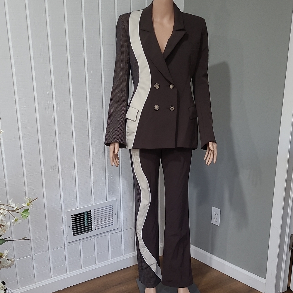 Ahluwalia Brown and Cream Women's Suit Set